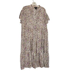 Gracia Women's Floral Print Short Sleeve Long Midi Long Size Large